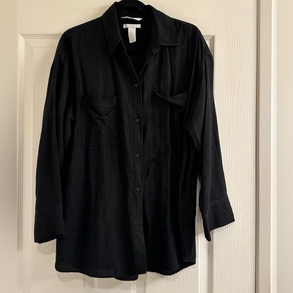 H&M Black Linen Button-Up Shirt, Pants and Shorts Set - Picture 4 of 8